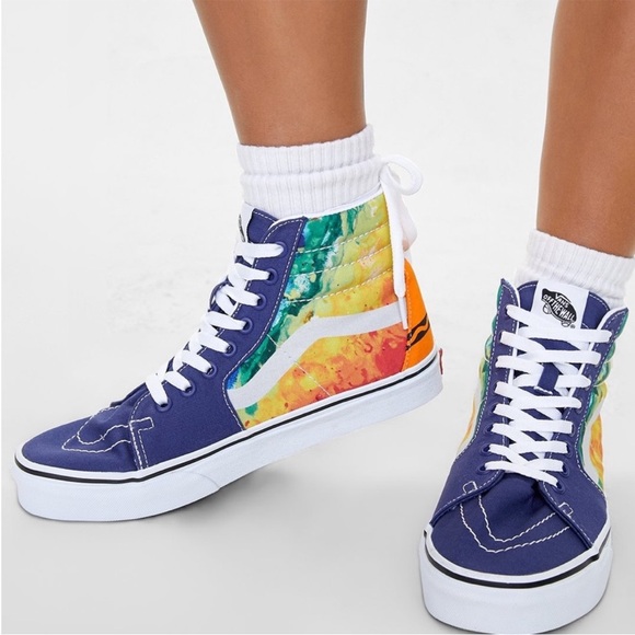 Vans Shoes - Vans high top crayola rainbow shoes, womens sz 9